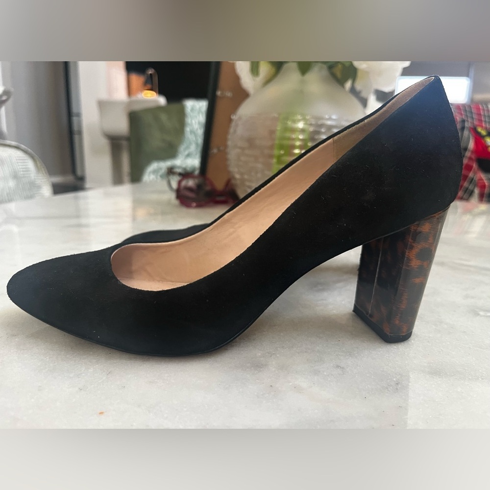 Black suede heels 8m